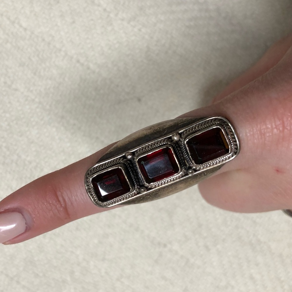 Vintage Style Ruby Crystal Statement Ring size 5.5